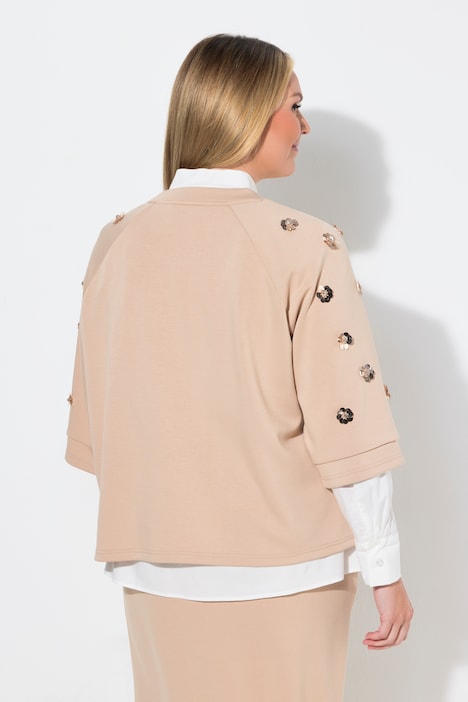 Sweatshirt, Boxy Fit, Blüten-Stickereien auf den Ärmeln