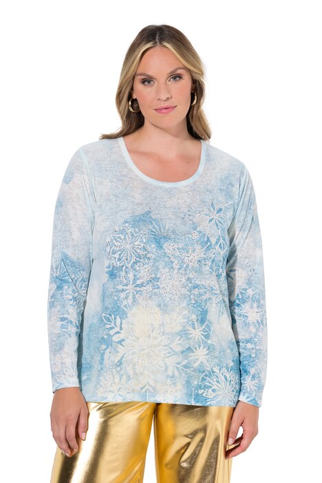 Langarmshirt, A-Linie, Schneeflocken-Muster
