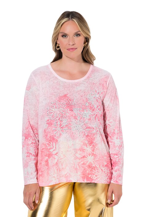 Langarmshirt, A-Linie, Schneeflocken-Muster