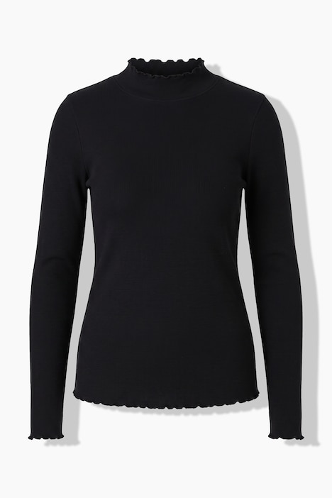 Langarmshirt, Slim Fit, Rippjersey, Wellenkanten