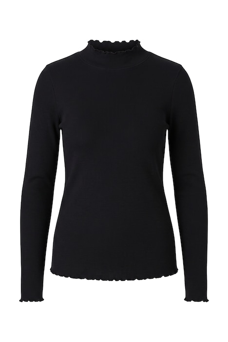Langarmshirt, Slim Fit, Rippjersey, Wellenkanten
