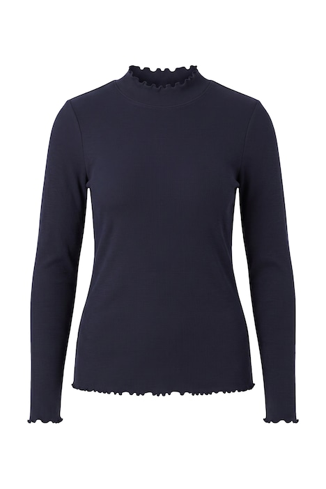 Langarmshirt, Slim Fit, Rippjersey, Wellenkanten