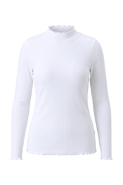 Langarmshirt, Slim Fit, Rippjersey, Wellenkanten