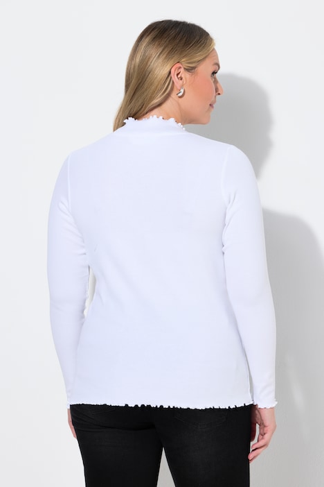 Langarmshirt, Slim Fit, Rippjersey, Wellenkanten