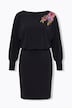 Midi-Jerseykleid, Loose Fit Top, 3D Druck, U-Boot-Ausschnitt