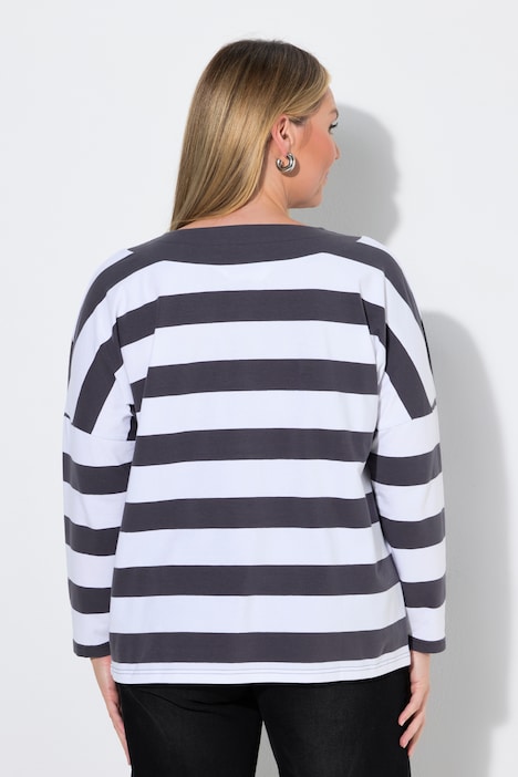 Langermet genser, komfortabel passform, striper, lange flaggermusermer