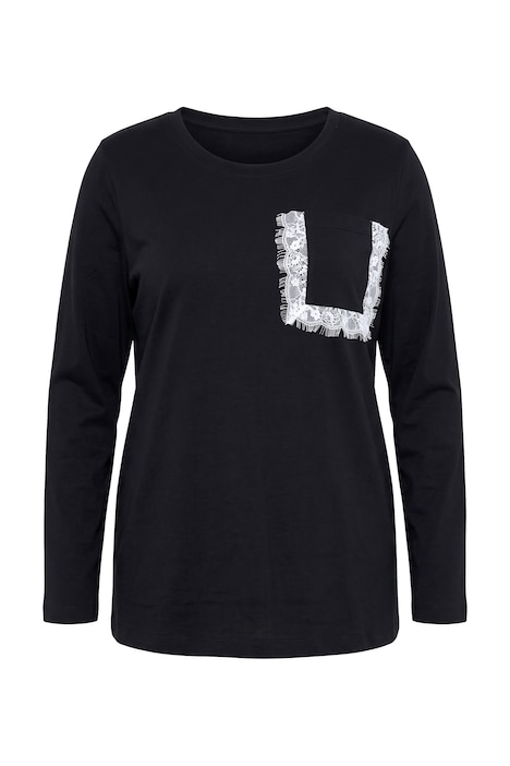 Langarmshirt, Komfort Fit, Brusttasche mit Spitze