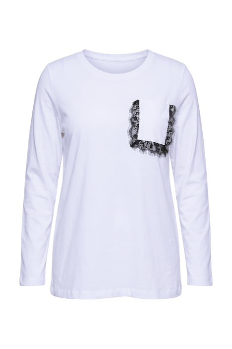 Langarmshirt, Komfort Fit, Brusttasche mit Spitze