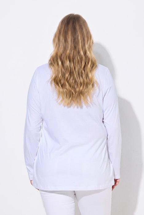 Langermet genser, komfortabel passform, brystlomme med blonder