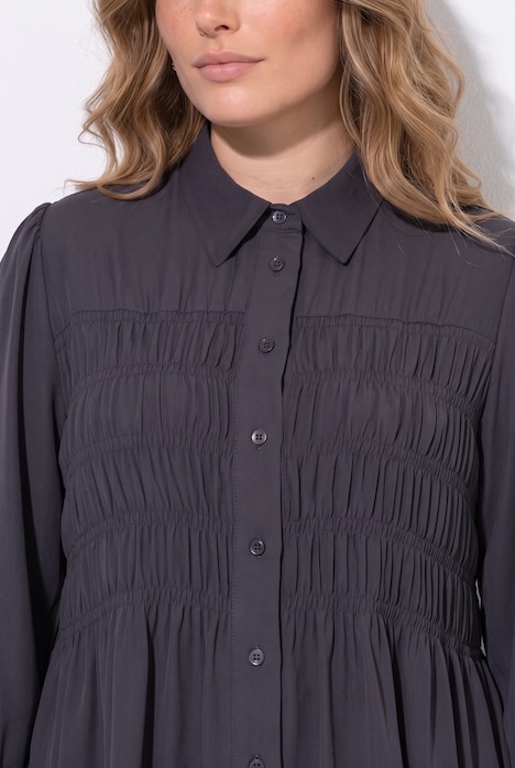 Bluse, A-linje, elastisk rynket byste