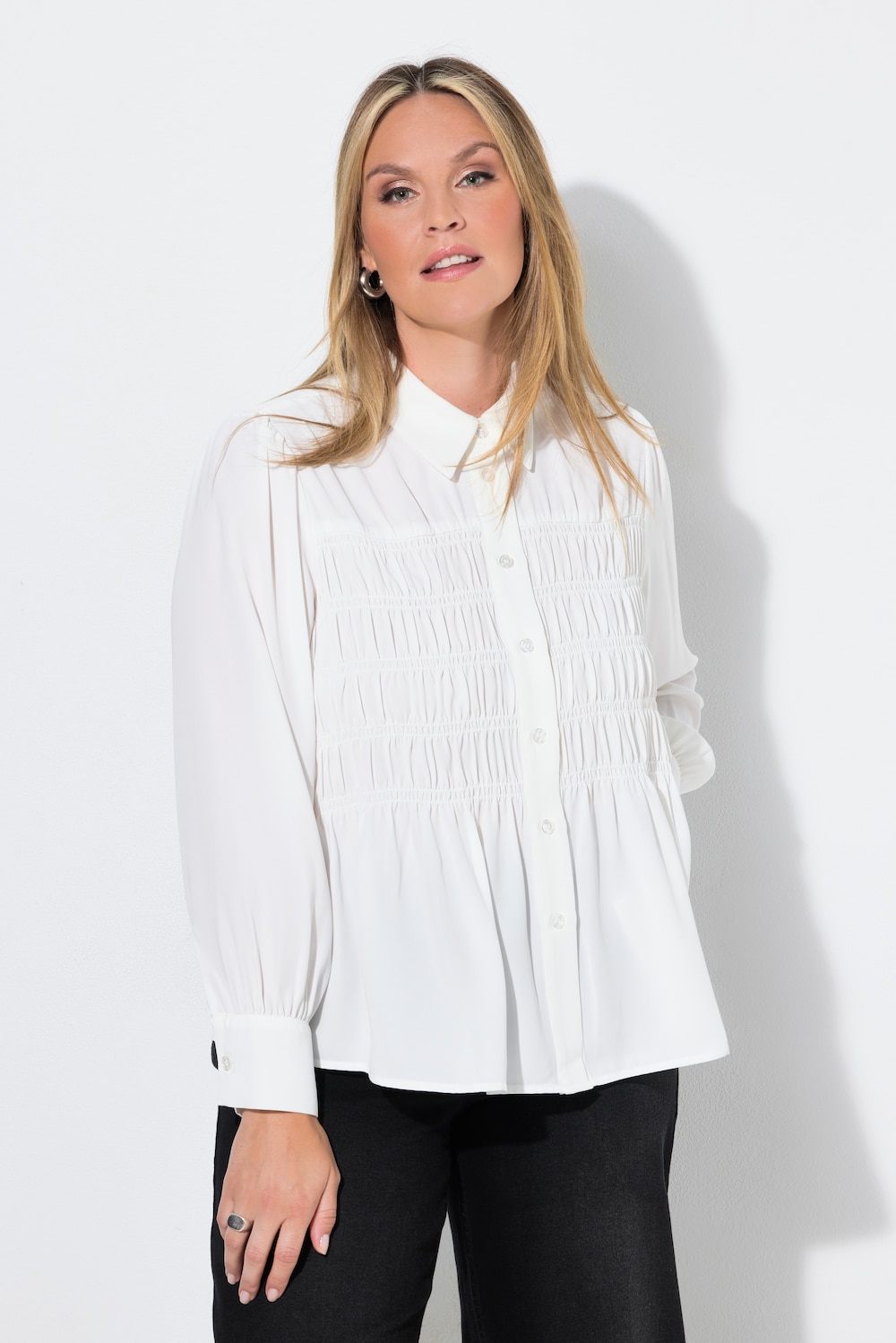 Blouse, A-lijn, elastisch gerimpelde borst