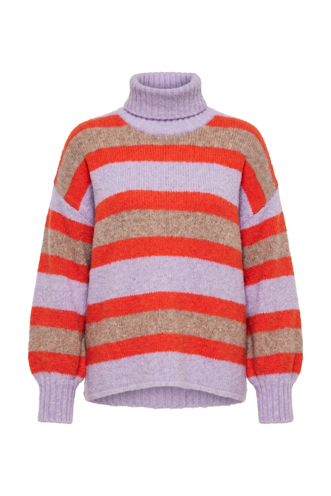 Pullover, Boxy Fit, Streifenstrick, Ballon-Langarm