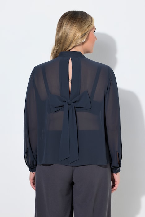 Bluse, A-Linie, Rücken-Schleife, Ballon-Langarm