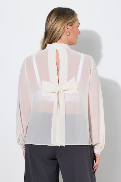Bluse, A-Linie, Rücken-Schleife, Ballon-Langarm