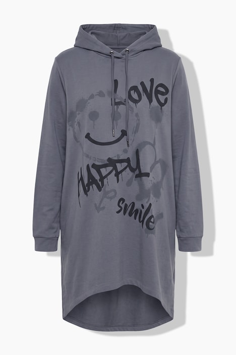 Hoodie, oversized, Smileys und Schriftzug, Kapuze