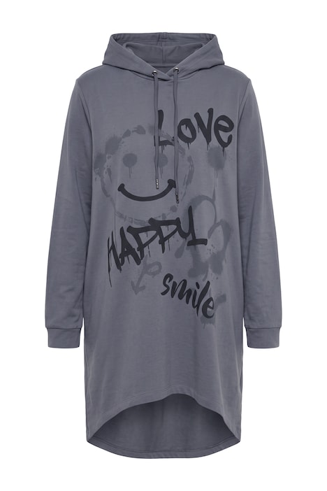 Hoodie, oversized, Smileys und Schriftzug, Kapuze
