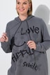 Hoodie, oversized, Smileys und Schriftzug, Kapuze