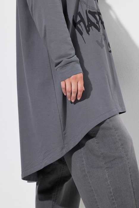 Hoodie, oversized, Smileys und Schriftzug, Kapuze