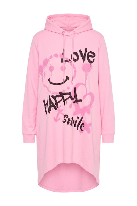 Hoodie, oversized, Smileys und Schriftzug, Kapuze