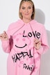 Hoodie, oversized, Smileys und Schriftzug, Kapuze
