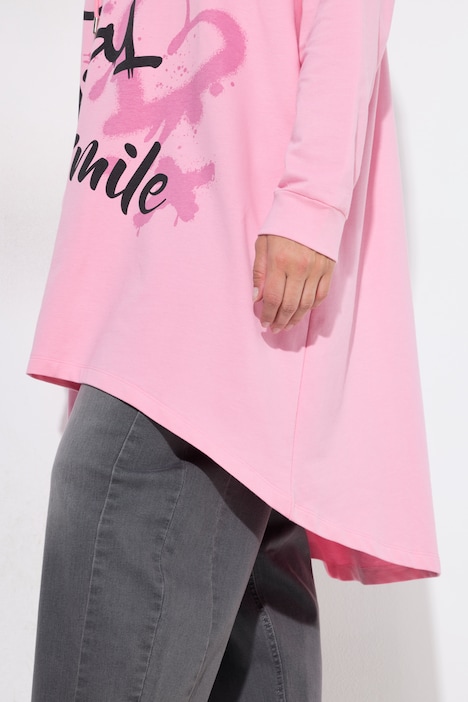 Hoodie, oversized, Smileys und Schriftzug, Kapuze