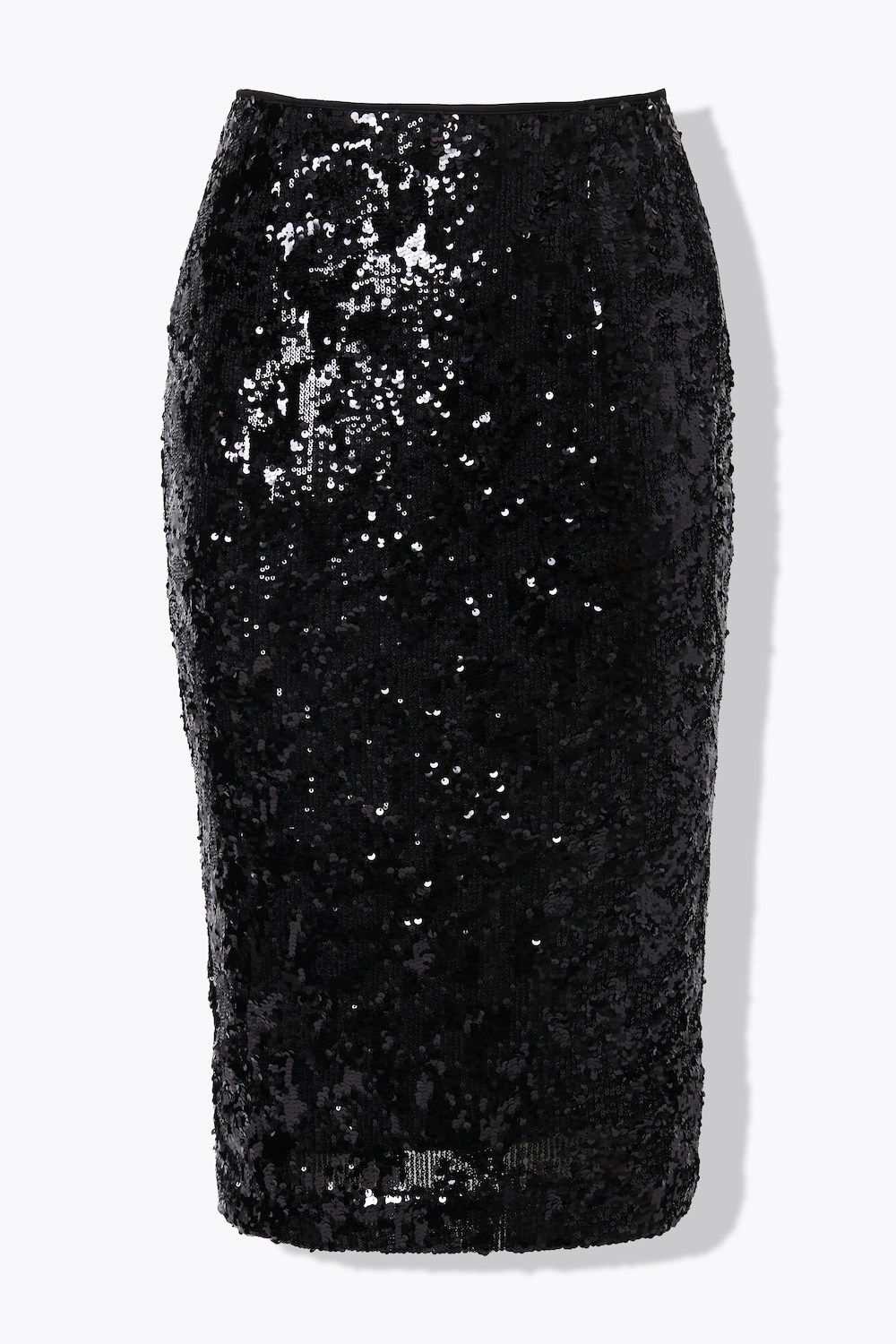 Paljettskjørt, slim fit, maxilengde, splitt bak