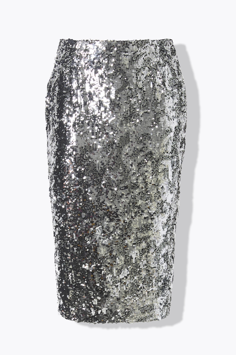 Paljettskjørt, slim fit, maxilengde, splitt bak