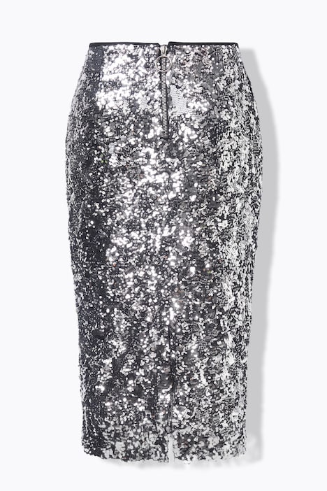 Paillettenrock, Slim Fit, Maxilänge, Rückenschlitz