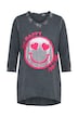 Langarmshirt, A-Linie, Smiley mit Pailletten
