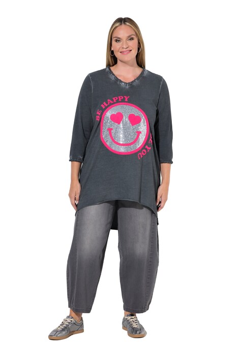 Langarmshirt, A-Linie, Smiley mit Pailletten