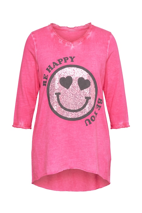 Langarmshirt, A-Linie, Smiley mit Pailletten