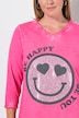 T-shirt met lange mouwen, A-lijn, smiley met pailletten