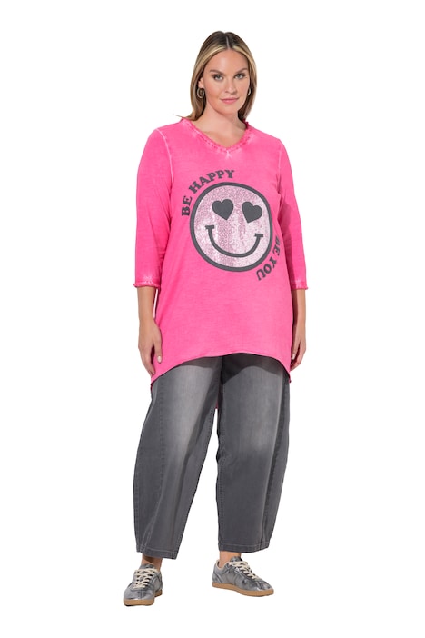 Langarmshirt, A-Linie, Smiley mit Pailletten