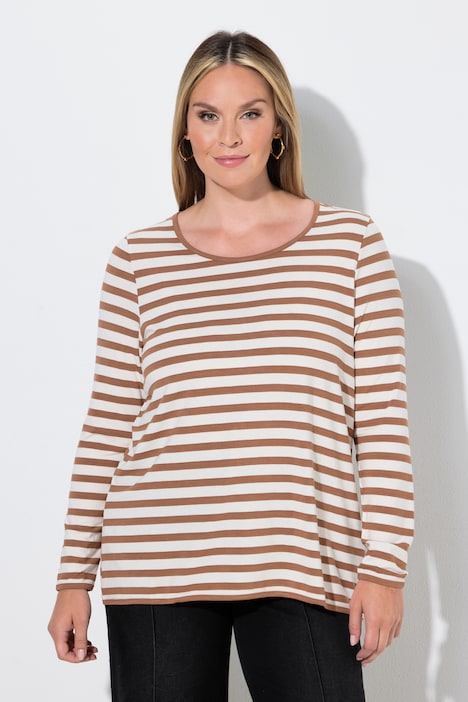 Langermet genser, A-linje, stripete jersey