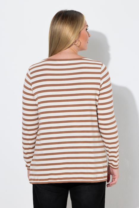 Langermet genser, A-linje, stripete jersey