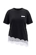 T-Shirt, Boxy Fit, asymmetrischer Spitzensaum
