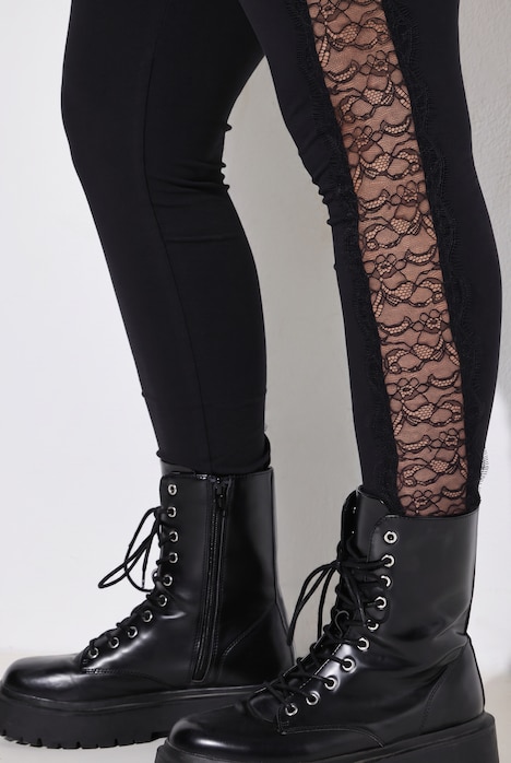 Legging, strakke pasvorm, kanten inzetstuk