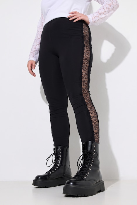 Legging, strakke pasvorm, kanten inzetstuk