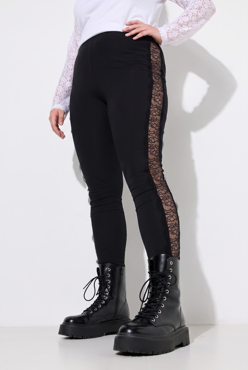 Leggings, Tight Fit, Spitzen-Einsatz