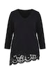T-Shirt, A-Linie, asymmetrischer Saum mit Spitze