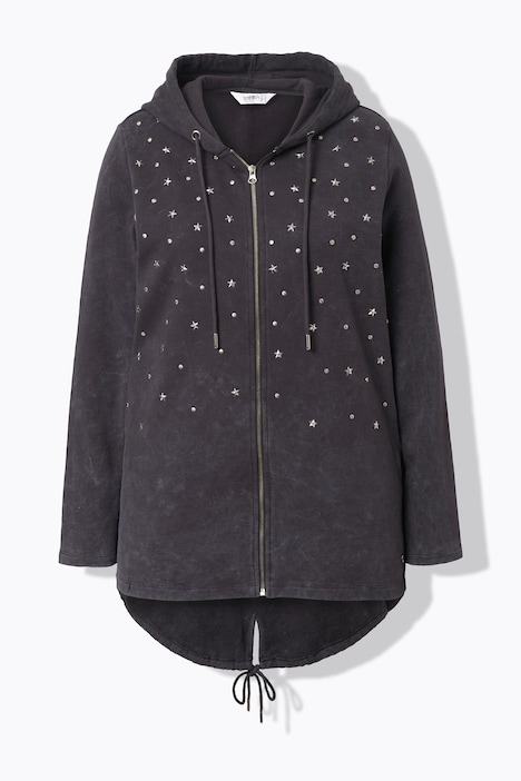 Sweatjacke, A-Linie, Glitzersternchen, Kapuze