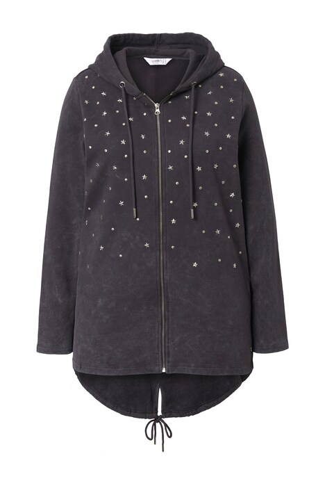 Sweatjacke, A-Linie, Glitzersternchen, Kapuze
