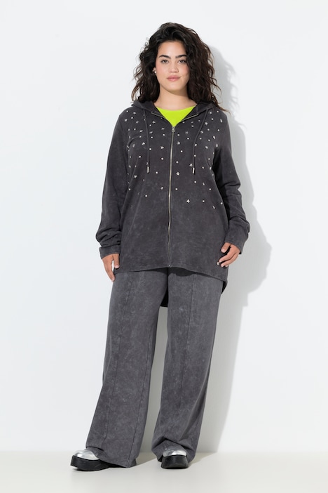 Sweatjacke, A-Linie, Glitzersternchen, Kapuze