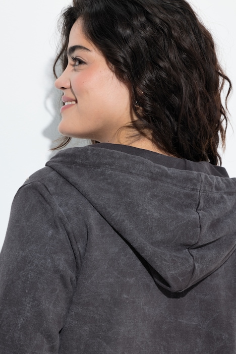 Sweatjacke, A-Linie, Glitzersternchen, Kapuze