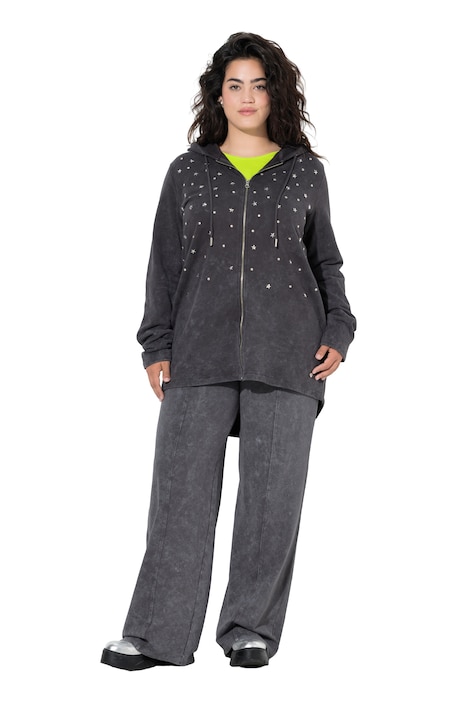Sweatjacke, A-Linie, Glitzersternchen, Kapuze