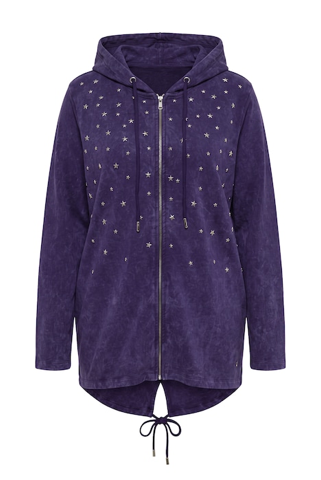 Sweatjacke, A-Linie, Glitzersternchen, Kapuze