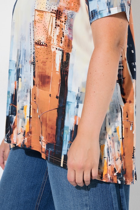 T-shirt, A-lijn, skyline, glittersteentjes