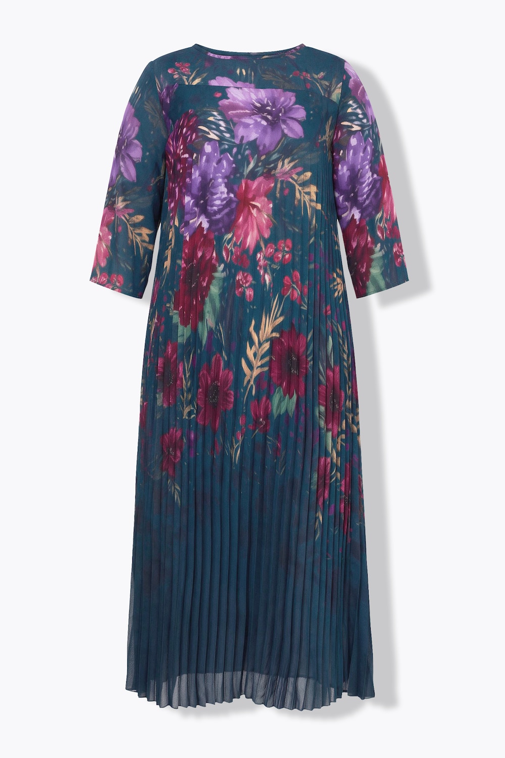 Maxi-Plisseekleid, klassische Silhouette, Plissee-Mix