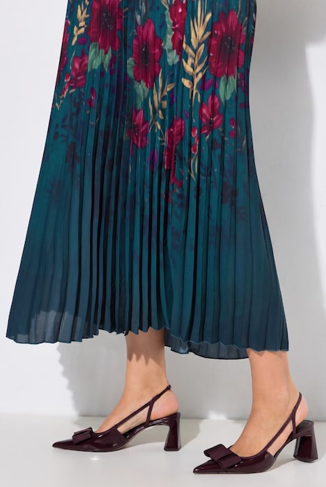 Maxi-Plisseekleid, klassische Silhouette, Plissee-Mix