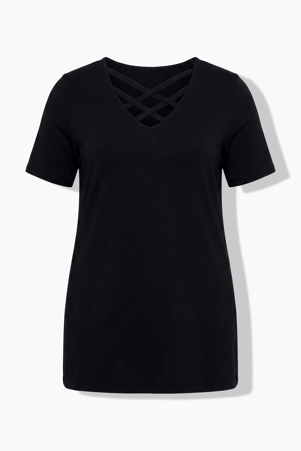 T-Shirt, A-Linie, V-Ausschnitt mit Zierbändern